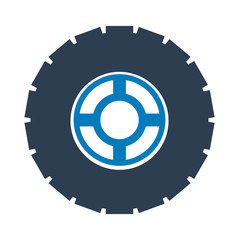 Fototapeta premium Car Tire and Wheel Icon. FLat style vector EPS.