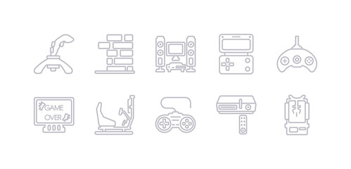 simple gray 10 vector icons set such as gambling, game console, game controller, game machine, over, gamepad, handheld editable vector icon pack