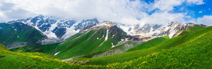 Panoramic landscape of Caucasus mountains