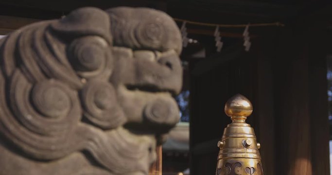 Statue guardian dog KOMAINU at Igusa shrine in Tokyo