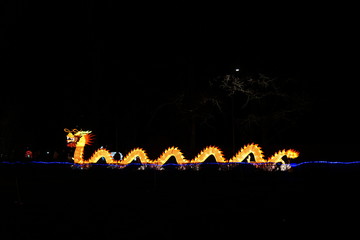 Chinese lantern festival. Chinese dragon laying under a tree.