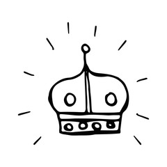 crown hand drawn icon. black and white vector illustration