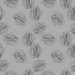 Gray seamless pattern hand drawn elements. vector illustration