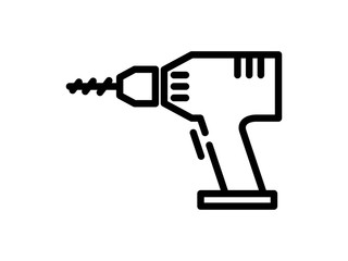 drill machine line vector icon