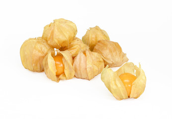 Cape gooseberry Physalis healthy fruit and vegetable, On white background and Clipping Path