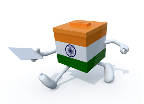 Indian election ballot box cartoon