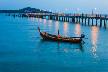 Naklejka na ściany i meble Fishing boats on the sea shore in Thailand