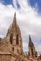 Fototapeta na wymiar Gothic cathedral of Barcelona in Spain Europe