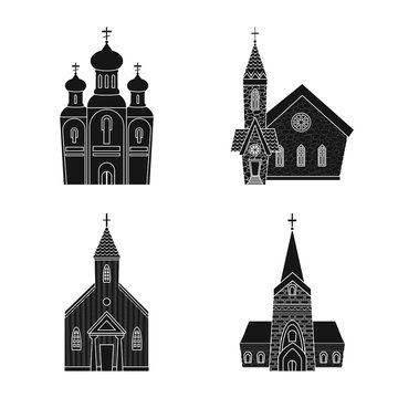 Vector illustration of house and parish logo. Set of house and building vector icon for stock.