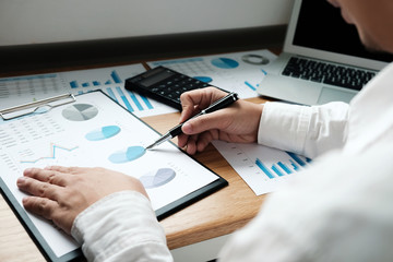 Auditor or internal revenue service staff, Business women checking annual financial statements of company. Audit Concept