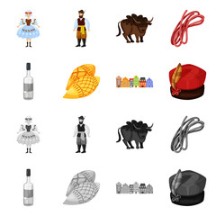 Vector design of traditional and tour symbol. Collection of traditional and landmarks vector icon for stock.