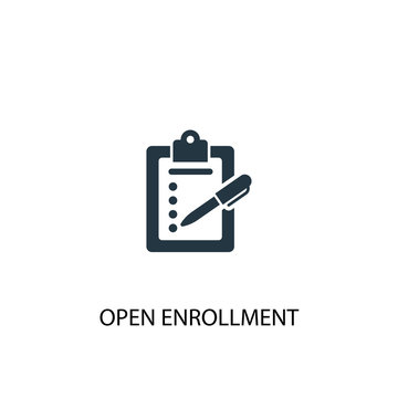 Open Enrollment Icon. Simple Element Illustration. Open Enrollment Concept Symbol Design. Can Be Used For Web And Mobile.