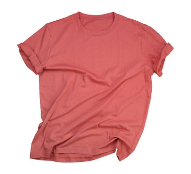 Wrinkled Orange Pastel T-shirt On White Background