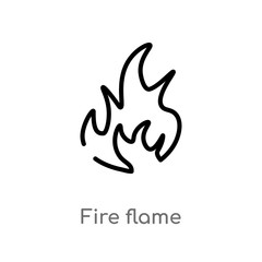 outline fire flame vector icon. isolated black simple line element illustration from nature concept. editable vector stroke fire flame icon on white background