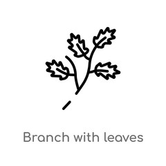 outline branch with leaves vector icon. isolated black simple line element illustration from nature concept. editable vector stroke branch with leaves icon on white background