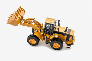 Yellow wheel loader   on  a white background,Top view