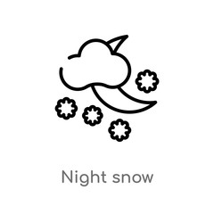 outline night snow vector icon. isolated black simple line element illustration from nature concept. editable vector stroke night snow icon on white background