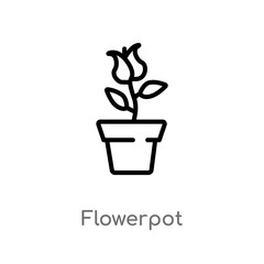 Naklejka na ściany i meble outline flowerpot vector icon. isolated black simple line element illustration from nature concept. editable vector stroke flowerpot icon on white background