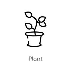 outline plant vector icon. isolated black simple line element illustration from nature concept. editable vector stroke plant icon on white background