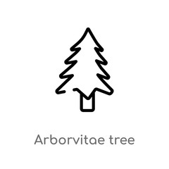 outline arborvitae tree vector icon. isolated black simple line element illustration from nature concept. editable vector stroke arborvitae tree icon on white background