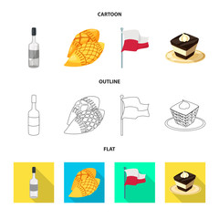 Isolated object of traditional and tour icon. Collection of traditional and landmarks stock vector illustration.