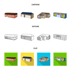 Isolated object of facade and housing symbol. Set of facade and infrastructure vector icon for stock.