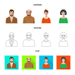 Vector illustration of hairstyle and profession  icon. Set of hairstyle and character  stock symbol for web.