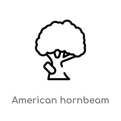 outline american hornbeam tree vector icon. isolated black simple line element illustration from nature concept. editable vector stroke american hornbeam tree icon on white background