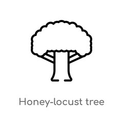 outline honey-locust tree vector icon. isolated black simple line element illustration from nature concept. editable vector stroke honey-locust tree icon on white background