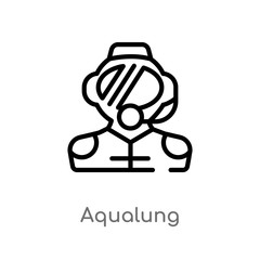 outline aqualung vector icon. isolated black simple line element illustration from nautical concept. editable vector stroke aqualung icon on white background