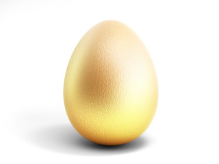 single golden egg 3d render on white background