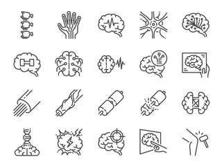 Neurology line icon set. Included icons as neurological, neurologist, brain, nervous system, nerves and more. - obrazy, fototapety, plakaty