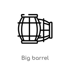 outline big barrel vector icon. isolated black simple line element illustration from nautical concept. editable vector stroke big barrel icon on white background