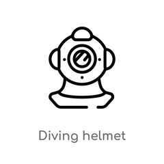 outline diving helmet vector icon. isolated black simple line element illustration from nautical concept. editable vector stroke diving helmet icon on white background