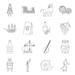 Isolated object of tourism and landmark sign. Set of tourism and european stock vector illustration.