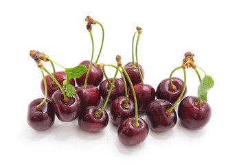 Group of red cherries.