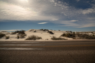 Lost road in big bend national park desert