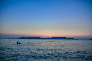Blue sea brighten sea view blue sky background