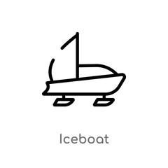 outline iceboat vector icon. isolated black simple line element illustration from nautical concept. editable vector stroke iceboat icon on white background