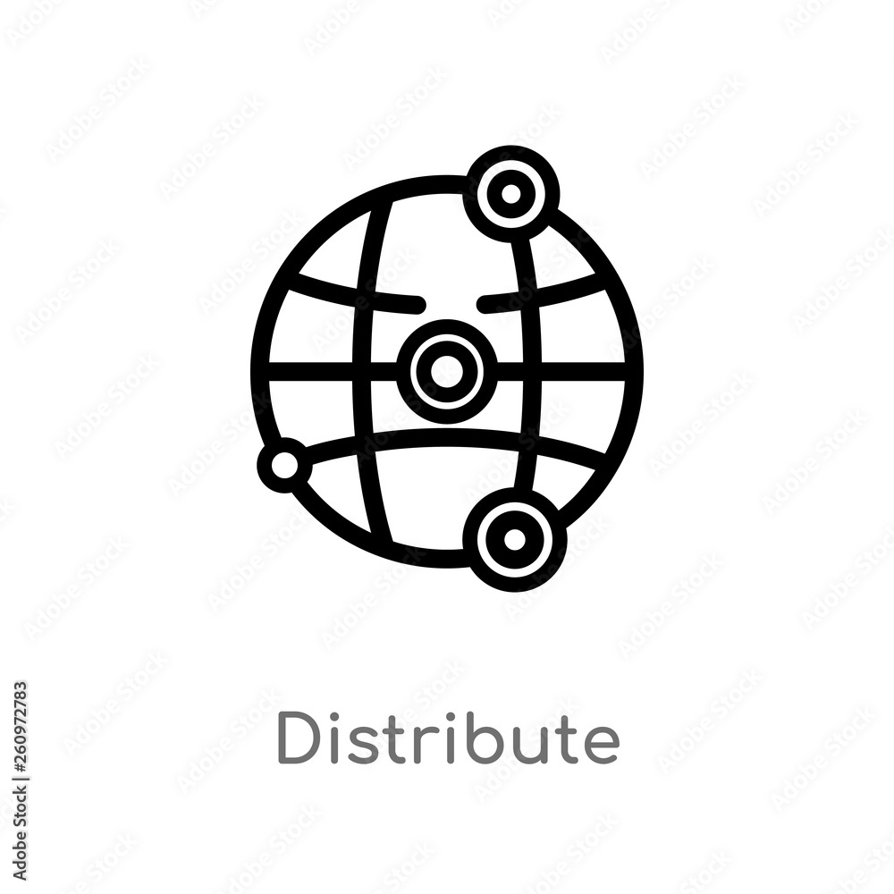Wall mural outline distribute vector icon. isolated black simple line element illustration from networking conc