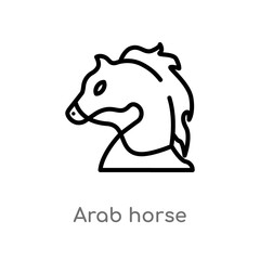 outline arab horse vector icon. isolated black simple line element illustration from other concept. editable vector stroke arab horse icon on white background
