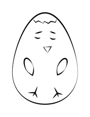 Flat egg icon with the image of a beautiful, cute chick. .