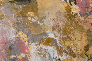 Super fluid abstraction oil painting background of pastel abstract ocean on big canvas. Beautiful artwork with eastern ornament.