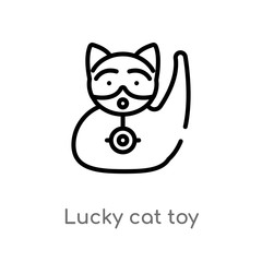 outline lucky cat toy vector icon. isolated black simple line element illustration from other concept. editable vector stroke lucky cat toy icon on white background