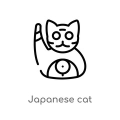 outline japanese cat vector icon. isolated black simple line element illustration from other concept. editable vector stroke japanese cat icon on white background