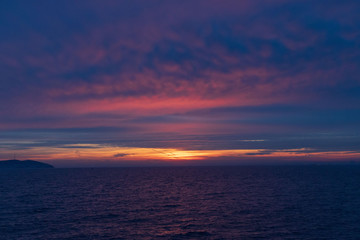 Cloudy seascape with an island during sunset in Istanbul