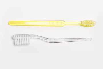 New different  toothbrushes on a white background
