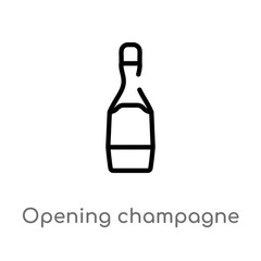 outline opening champagne bottle vector icon. isolated black simple line element illustration from party concept. editable vector stroke opening champagne bottle icon on white background