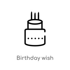 outline birthday wish vector icon. isolated black simple line element illustration from party concept. editable vector stroke birthday wish icon on white background