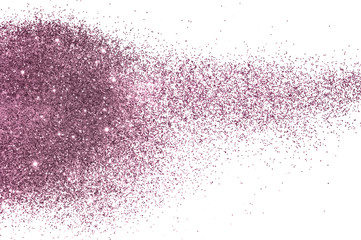 Purple glitter sparkles on white background. Can be used as place for text, for greeting or invitation cards, fashion magazines, web sites etc. 